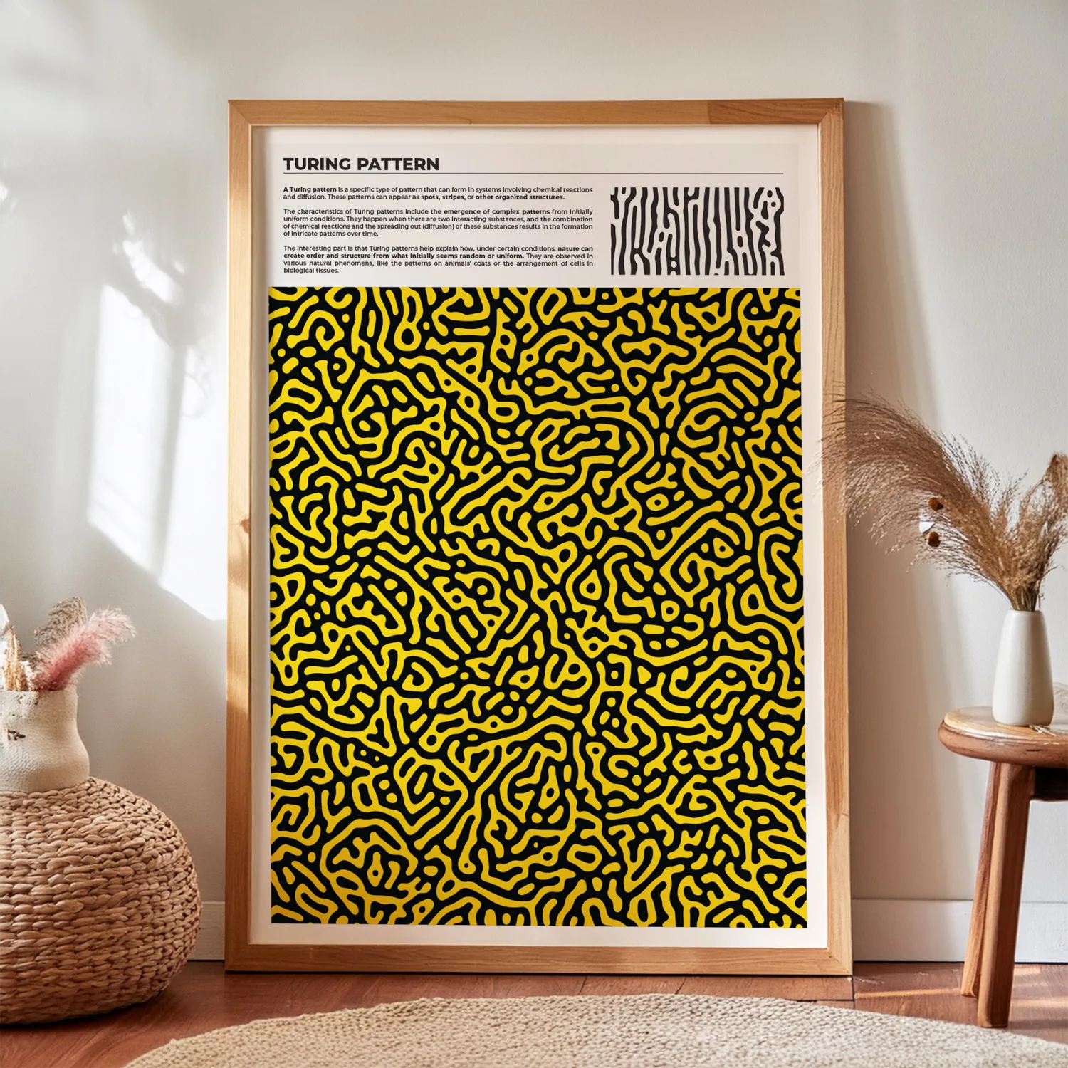 Turing Pattern Print showing Fractal Artwork, Educational Poster for Classroom Decor, Biology Wall Art