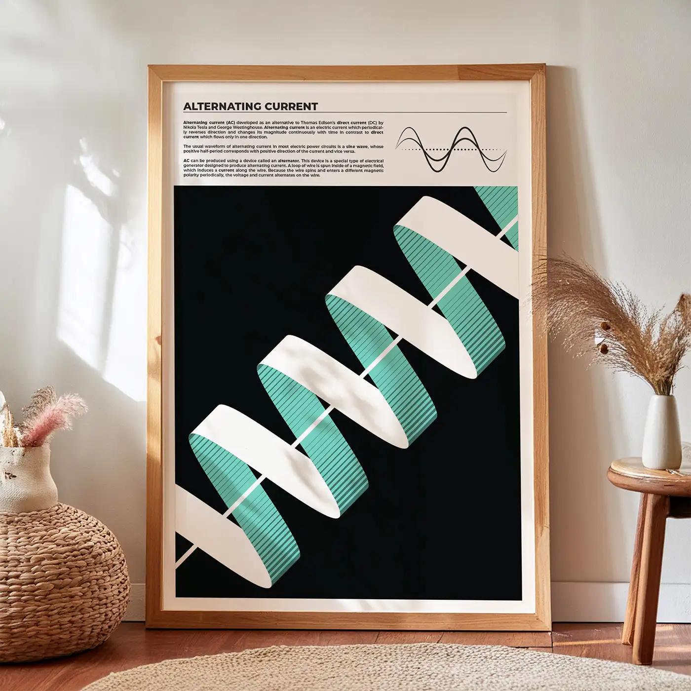 Alternating Current Print with a Stylized Sinusoidal Wave