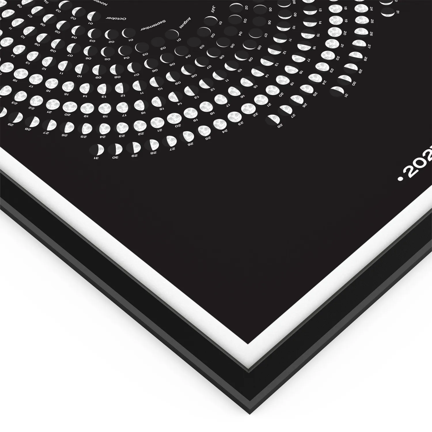 Close up 2027 Moon Calendar with a Flower-like Spiral Layout, Phases of Moon Poster